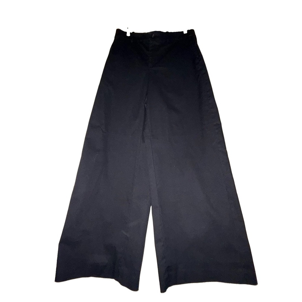 UNIQLO Wide Leg Dress Pants Black M Size 8 High Waisted Trouser Pockets 28–29 in - Picture 2 of 14
